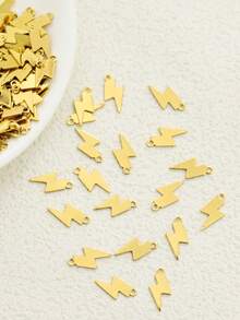 10pcs Stainless Steel Lightning Bolt Pendants, Gold Plated Mini Thunder Charms, Perfect For Bracelet/Necklace/Earring DIY Projects - Yellow Gold - View 2