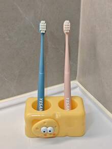 1pc Cream Toothbrush Holder, No Drill Toothbrush Rack, Bathroom Vanity Toothbrush & Toothpaste Organizer - Multicolor - View 3