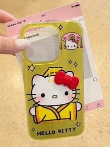 SANRIO 1个全新闪亮个性皇帝3D蝴蝶结设计软手机壳，兼容 17 Pro Max/16 Pro Max/15 Pro Max/15 Plus/14 Pro Max/13 Pro Max/12 Pro Max/11，创意卡通少女风 - 彩色 - 查看 4