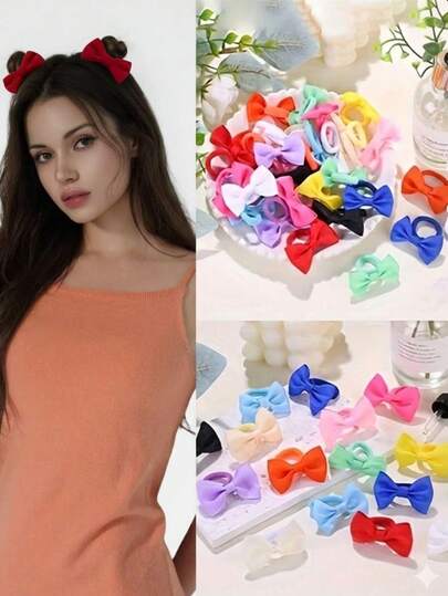 30/4 Pcs Random Elastic Hair Ties - Soft Pastel & Bright Color Non-Slip Hair Bands, Suitable For Women, Birthday Party, Halloween,. - Light Beige, Suitable For Sensitive Skin - Daily & Occasion Hairstyles, Party Accessories, Fun Hair Decorations, Soft Fabric Headbands