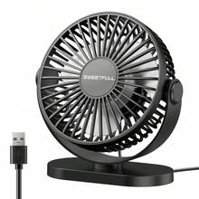 SWEETFULL 5.5" USB Desktop Fan, Quiet & Powerful 3-Speed Adjustable 360° Rotation, Personal Mini Portable Desk Fan For Home, Office, Car, Travel, Indoor & Outdoor Cooling - Multicolor - View 15