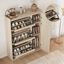 Beaully Modern Wooden Shoe Cabinet With 3 Turn Drawers And One Door, Adjustable Shelves, Hidden Storage Organizer For Entryway, Hallway, Bedroom, Shoe Rack For Boots & Heels - 自然的 - 查看 5