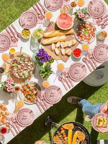 10pcs Rose Gold Birthday Party Tableware Set, Including Rose Gold Disposable Paper Plates, Cups, Napkins, Elegant One-Time Rose Gold Tablecloth Decor, Suitable For Birthday, Wedding, Party, Tea Ceremony And Other Occasions, Can Be Used For Decoration - Multicolor - View 4