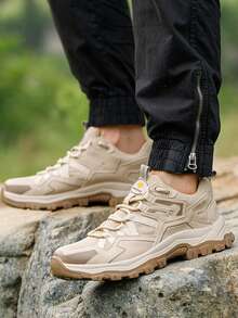 Men's Steel Toe Work Shoes, Anti-Smash And Anti-Puncture, Industrial Style Safety Work Shoes, Suitable For All Seasons, Applicable For Outdoor Construction, Gardening And Construction Site Foot Protection - 卡其色 - 查看 6