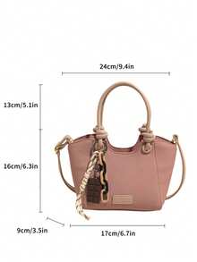 Hevel,Minimalist Texture Versatile Bucket Handbag, Fashionable Women's Tote Bag With Hanging Hook,Handbags For Women,Pink Bag - Pink - View 8