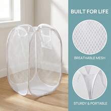 Large Capacity Pop-Up Laundry Hamper With Handle, Foldable Mesh Laundry Basket For Dirty Clothes Storage, Convenient Household Solution - Multicolor - View 8