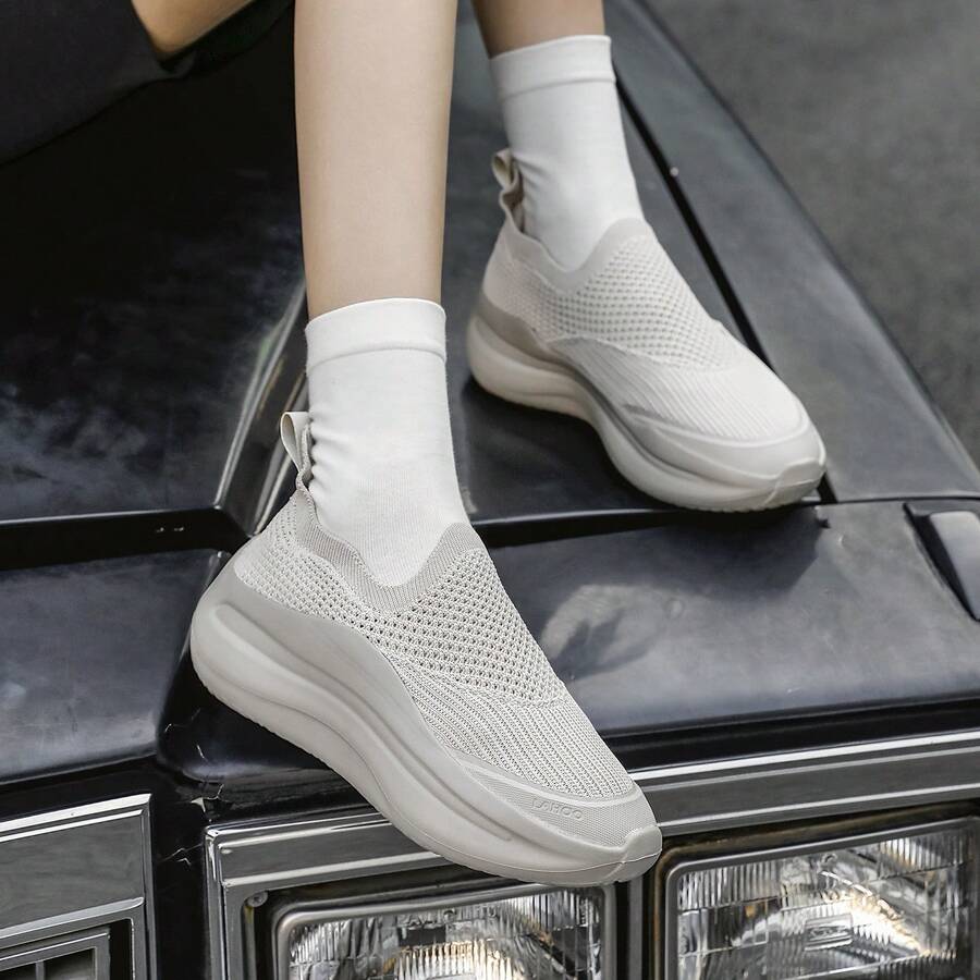 Giày thể thao slip-on phổ biến của Ins, giày lưới thoáng khí, giày thể thao đế dày kiểu dáng casual. - Bụi và muội than - Xem 1