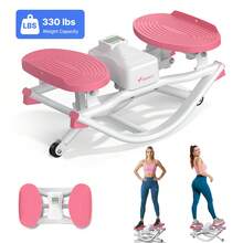 MERACH Rocking Stepper Ski Machine With 3D Motion Stepper Design Side Sepper Machine For Home Workout - 330 Lbs Capacity, Compact & Space-Saving Design, Built-In Counter - Trắng hồng - Xem 1