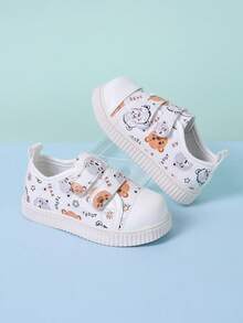 1 đôi giày thể thao nữ màu trắng, kiểu dáng bohemian, họa tiết chữ cái và gấu ngẫu nhiên, chất liệu PU mềm mại, mũi tròn, thiết kế khóa dán kép chống trượt, giày thể thao thời trang dễ thương phù hợp cho sinh hoạt hàng ngày, đi nghỉ mát, đi học và chạy bộ. - trắng - Xem 6