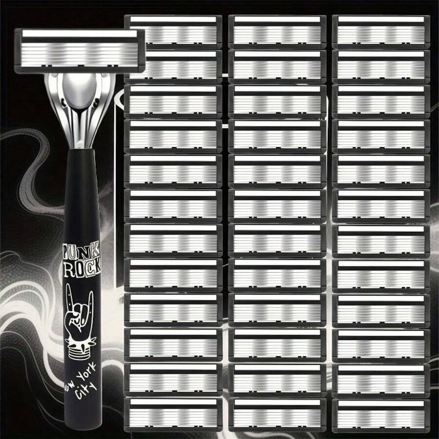 [Premium Razor] Ultra-Sharp Premium Retro Manual Razor Set | 6-Layer Blades, Interchangeable Heads, Ergonomic Handle, Reusable Refillable Design For Smooth Shaving Precision - Perfect Father's Day And Birthday Gift