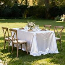 1件白色缎面方形桌布，纯色涤纶桌布，婚礼派对用品，生日装饰，家居装饰，完美适用于乡村婚礼、新娘送礼会、生日派对、婴儿派对、室内/户外活动、仪式、厨房、聚会 - 白色 - 查看 10