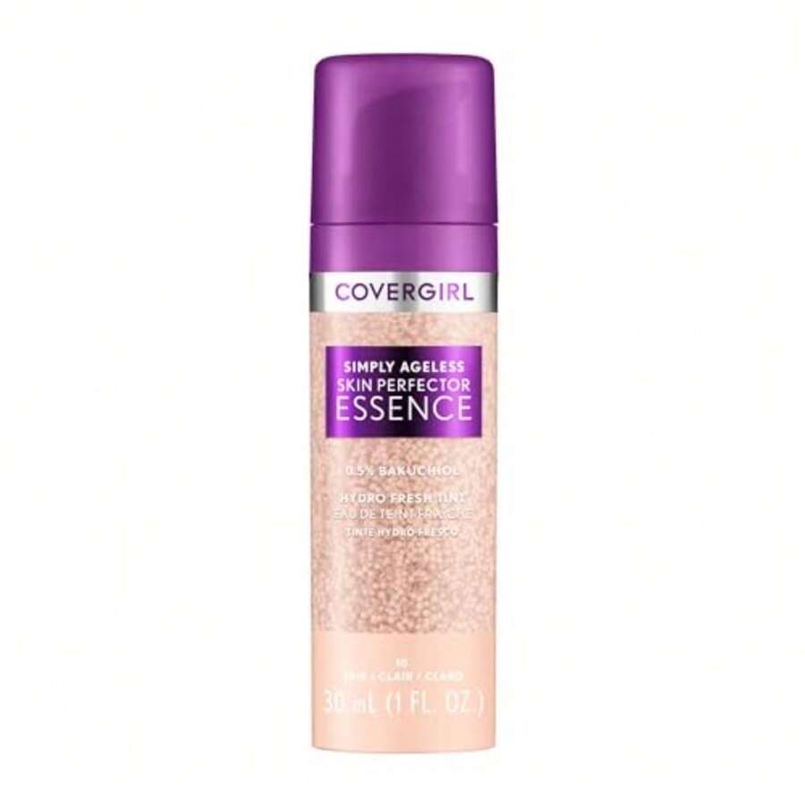 Covergirl Simply Ageless Skin Perfector Essence Foundation 10 Fair Tinted Skincare Makeup Hybrid Sheer Tint Radiant Finish Glowy Finish Vegan .0oz - 10 Feria - Ver 1