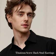 Stainless Steel Screw Back Stud Earrings for Men Women Titanium Hypoallergenic Earring for Sensitive Ears Surgical Steel Rainbow CZ Double Side Black sleeper Studs - 10 pares de 6 mm - Ver 3