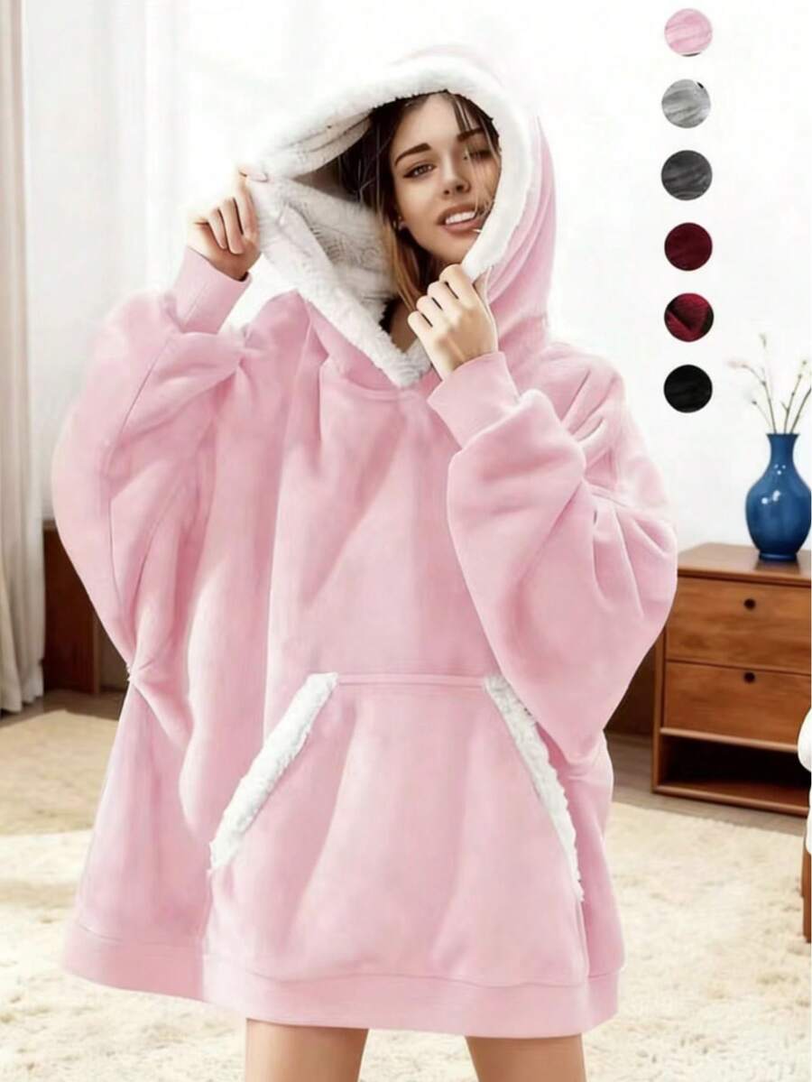 超大号可穿戴连帽毯，柔软绒毛超细纤维材质，男女通用巨型连帽毯卫衣，适合男士/女士/男孩/女孩/妈妈，女士超大号保暖舒适抓绒连帽毯，女士浴袍，浴袍，女士浴袍，冬季保暖，最佳家居礼物，母亲节/节日/庆典礼物 - 彩色 - 查看 1