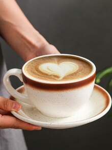 陶瓷咖啡杯碟套装，日式拉花咖啡杯，卡布奇诺杯，拿铁杯，意式浓缩咖啡杯，礼盒包装，送给女友、父母的奢华礼物，节日佳品 - 彩色 - 查看 3