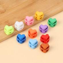 10/50 piezas Hebillas con forma de corazón de colores, hebillas colgantes, hebillas de cuerda, hebillas de resorte con forma de corazón, hebillas con forma de hocico de cerdo, hebillas elásticas ajustables, hebillas de cierre, anillos de hebilla lindos, insignias, hebillas ajustables - Paquete mixto de 10 piezas - Ver 6