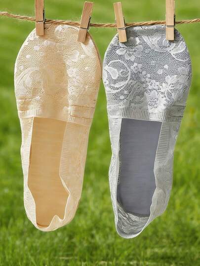 chuanwa（2） 1/5/10 pares de calcetines de barco de encaje finos y transpirables para mujer en verano, invisibles, con silicona antideslizante, suaves y cómodos, versátiles y con estilo