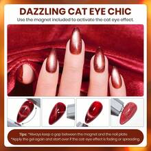 Beetles 20 Colors Cat Eye Gel Nail Polish Set - Glitter Red Green Blue Brown Black, Magnetic Base & Matte Glossy Top Coat, Galaxy Gemlight Soak Off UV Manicure Salon Gift For Women - 20 Colors Opulent Glow - 查看 5