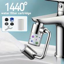 Heavy Duty Rotary Faucet Extension Aerator, 1440 ° Rotation, 1080 ° + 360 ° Rotation Arm, Dual Nozzle Mode (& Spray), Sink Filtration System, Suitable For Bathroom/Laundry Pool, Easy Installation (With Tools) - Silver - View 9