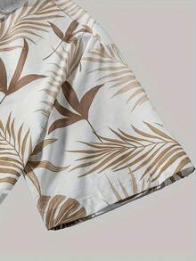 Tropical Palm Leaves Symbolize Peaceful Energy And Natural Freedom Inspiring A Calm Island Spirit 3D Print Casual Button Up Short Sleeve Men's Shirt Summer Beachwear - trắng - Xem 2