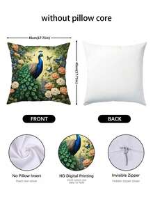 1/4Pcs, Vintage-Style Peacock Oil Painting Velvet Throw Cushion Covers Woven Polyester 17.7X17.7 Inch, Zippered, Geometric-Patterned For Sofa And Home Decor, Machine Washable - Multicolor - View 8