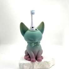 1pc Unisex Cat Couples Essential Original Cute Cat Design Electric Toothbrush Holder PLA Material Toothpaste & Toothbrush Storage Rack No Drilling Required Gift For Friends & Couples - Multicolor - View 4