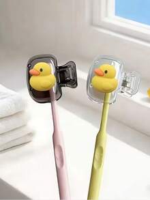 Portable Toothbrush Holder Set With Cute Duck Pattern, Suitable For Home And Travel Use, Protects Your Toothbrush And Maintains Oral Hygiene, Great Gift For Family, Friends, Birthday, Valentine's Day, Wedding, Souvenir, Bridesmaid - Multicolor - View 3