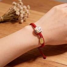 Woven Couple Ceramic Cat Bracelet For Women Best Friends Two Gifts Ancient Style Girly Cute Lucky Cat Red Rope Niche Design Gift - Ceramic Bracelet - View 3