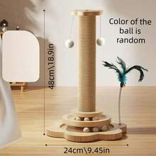 Trụ cào móng cho mèo bền chắc, không rụng lông, có tấm cào móng nâng cao, bảng cào móng thẳng đứng mới, đồ chơi tự giải trí bền chắc cho mèo. - Xem 3