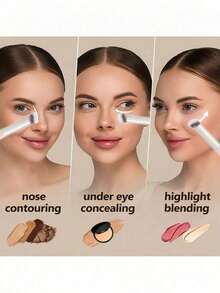 2pcs Concealer Brush, Suitable For Brightening Eye Makeup, Concealing Blemishes, Blending Foundation - Multicolor - View 6