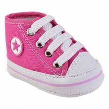 Sapatinho Bebê Menino Tênis Cano Alto RN Infantil Confortável Lona - Pink - Visão 3