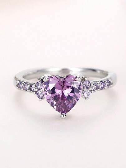 1pc Elegant Square Cubic Zirconia Ring, Suitable As Birthday Gift, Party Accessory, And Daily Decoration For Girls