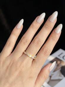 1pc Unique Shiny Horse Eye Shaped Round Moissanite 925 Sterling Silver Luxury Engagement Ring, Promise Ring, Anniversary Ring, Women's Jewelry Gift, Christmas Gift - Marquise Diamond Moissanite Ring - View 4