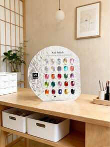 1个25色不对称波浪形亚克力指甲油展示板，美甲UV和凝胶指甲油对比效果板，指甲油颜色测试展示卡，DIY美甲调色盘，大容量假指甲样品收纳板 - 彩色 - 查看 9
