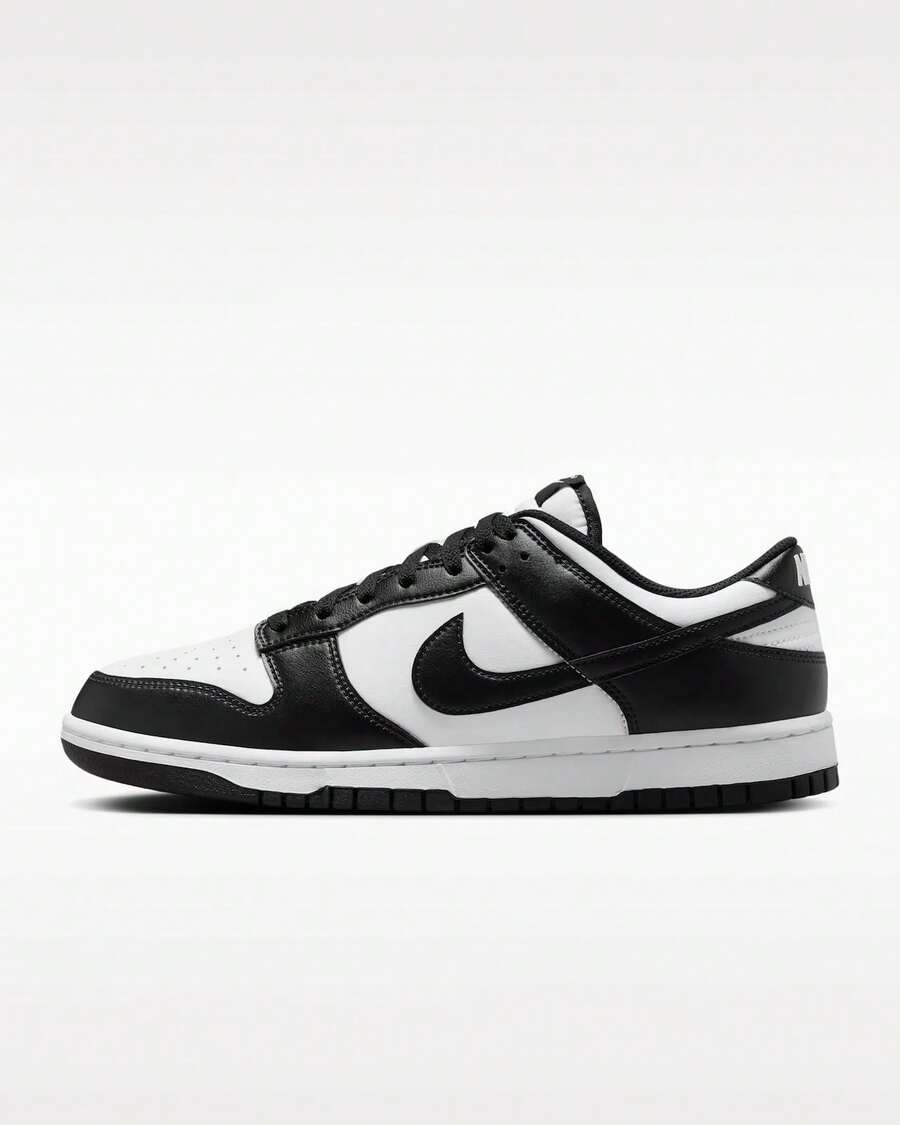 Nike Dunk Low Retro 'Essential Edition' - Premium Genuine Leather Low-Top Sneakers | Viral 2026 Classic Basketball Silhouette | High-Quality Daily Lifestyle Trainers | Comfortable Padded Streetwear Staples | Authentic Unisex Sportswear - 黑與白 - 查看 1