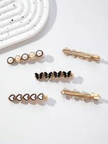Set de 5 piezas de pasadores de pelo de alta gama y de moda para mujeres, adecuados para uso diario, viajes y cumpleaños - Multicolor - Ver 2