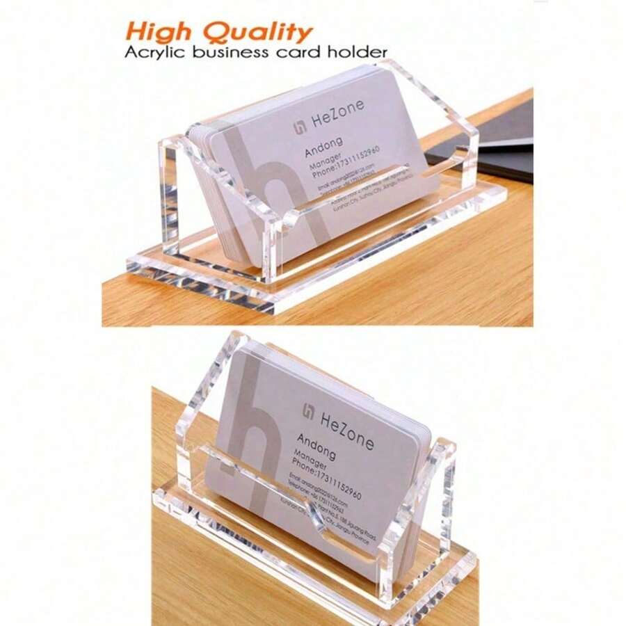 Hộp đựng thẻ để bàn bằng acrylic trong suốt sáng tạo, hộp đựng danh thiếp bằng nhựa dùng cho văn phòng phẩm. - Nhiều màu - Xem 1