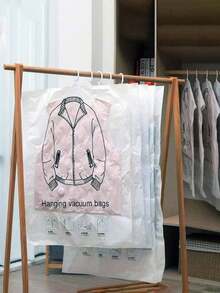 3pcs/Set Vacuum Compression Storage Bags, Hanging Vacuum Seal Bags For Clothes, Bedding, Dust-Proof, Moisture-Proof, Foldable Vacuum Compression Bags For Suits, Jackets, Down Jackets, Coats, Space Saving, Transparent Vacuum Seal Hanging Design, Wardrobe Organizer, Travel Closet, Essential Storage Tool - View 4