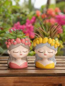 1pc Resin Succulent Plant Pot Mold, DIY Desktop Decor Planter, Small Home Decor Vase, Handmade Gift Pot, Suitable For Home, Bedroom, Office, Dorm, Storage, Wedding, Party Decoration, Best Gift For Friends - Multicolor - View 9
