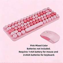 MOFII I Bean 2.4G Wireless Silent Keyboard And Mouse Set, Macaron Retro Round Keycaps, Feminine Style, Office Keyboard Compatible With PC Laptop, Battery Not Included - View 10