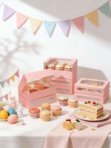 6个/12个装甜甜圈和纸杯蛋糕纸盒，烘焙包装盒，适用于蛋糕、糕点、巧克力、饼干、馅饼、生日派对、婚礼、复活节、礼品、蛋糕外卖盒 - 查看 8