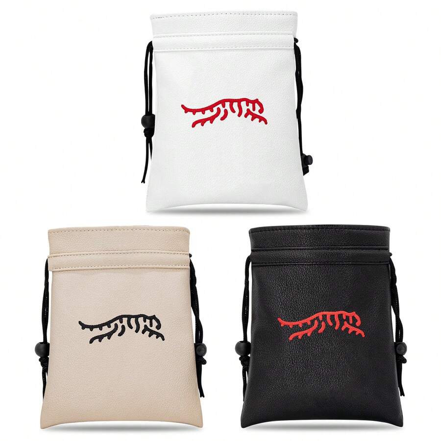 1PC Tiger-Shaped Golf Bag With Drawstring Design, Portable And Durable Faux PU Golf Ball And Tee Storage Bag, High-Quality Accessory For Male And Female Golfers, Perfect Gift For Friends, Family, And Loved Ones, Available In Multiple Colors - Multicolor - View 1