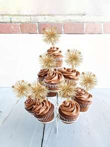 10/20 buc folie artificii Cupcake Toppers, sârmă metalică strălucitoare cocktail fructe agățători pentru ziua de naștere, nuntă, decorațiuni petrecere de absolvire - Multicolor - Vizualizare 3