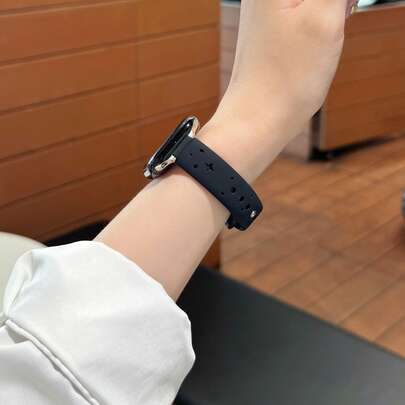 Dây đeo silicon khắc laser họa tiết sao mới, phù hợp với Series 1/2/3/4/5/6/7/8/9/10/SE/Ultra, kích thước 38mm 40mm 41mm 42mm 44mm 45mm 49mm, mềm mại, thoải mái, thoáng khí, lý tưởng cho nữ giới yêu thích thể thao và đi làm.