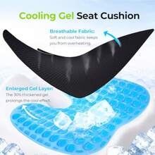 Breathable And Non Slip Seat CushionMulti-Layer Gel Seat Cushion For Ideal Support Softness Cooling Memory Foam Office Chair Cushion For Hemorrhoid Sciatica Tailbone Pain Relief Anti-Slip Back Seat Pillow - 黑色的 - 查看 2