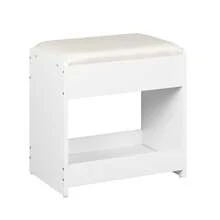 Hzuaneri Dressing Table Stool, Soft Padded Vanity Stool, Makeup Chair With Non-Slip Foot Pads For Dressing Room, Bottom Storage, Bedroom, Entryway - White - View 7