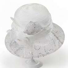 1pc Women's Sequin Organza Mesh Sun Hat, Inlaid Mesh Big Flower, Breathable Lightweight Elegant, Suitable For Women's Daily Outings, Parties, Dates, Gifts - Multicolor - View 15