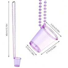 1/6pcs Cup-Shaped Necklace Decorations, Beaded Chain With Cup Pendant, Suitable For Necklace, Tabletop Or Porch Decor, Multi-Color Options (Blue, Green, Purple, Pink, Orange, Red), Lightweight Durable Plastic Beads, Suitable For Birthday, Easter, Bachelorette Party, Carnival, Bar, Club, Graduation, Anniversary - Multicolor - View 5