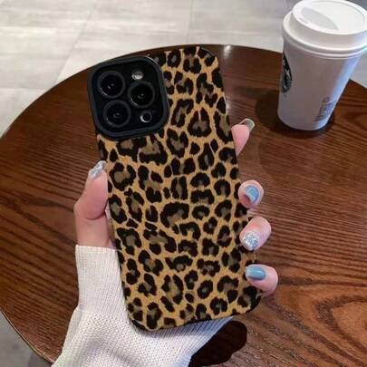 Cheetah,Leopard Print 1pc Leopard Print PU Soft Leather Anti-Drop Anti-Shock Phone Case With Sound Enhancing Design, Suitable For Apple 17 Pro Max/16 Pro Max/16 Plus/13 Pro Max/14 Pro Max 13 14 11 12 Pro 11/15 Pro, Galaxy S24 Ultra, Ideal Gift