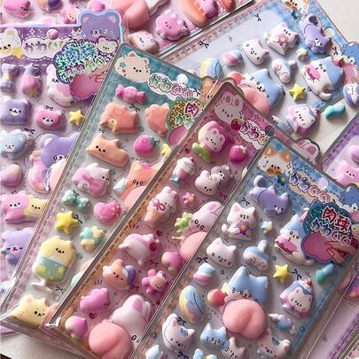 柔软可爱的造型贴纸，创意3D动物装饰贴纸，减压挤压贴纸，非常适合贴在笔记本电脑、水瓶、记事本上，也是送给朋友、生日、节日和庆祝活动的绝佳礼物。